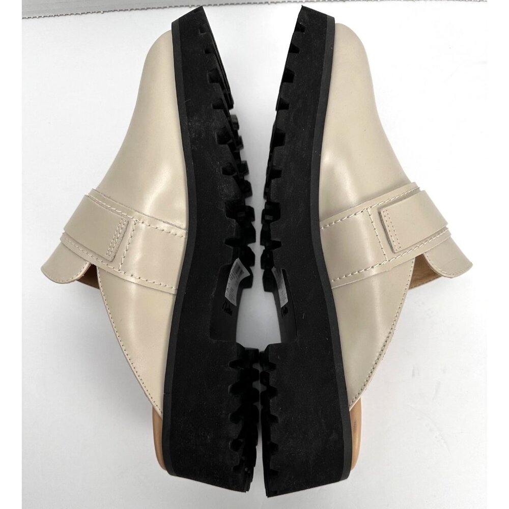 CLARKS Women's Stayso Free Shoes Ivory Leather Size 10 Mule Slip On Chunky Lug - Picture 8 of 12